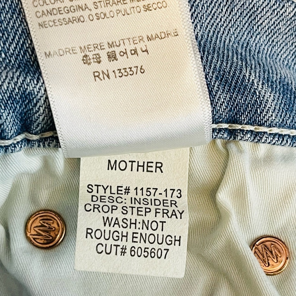 Mother The Dazzler Shift Not Rough Enough Insider Crop Step Fray Size 28 Blue - Picture 8 of 11